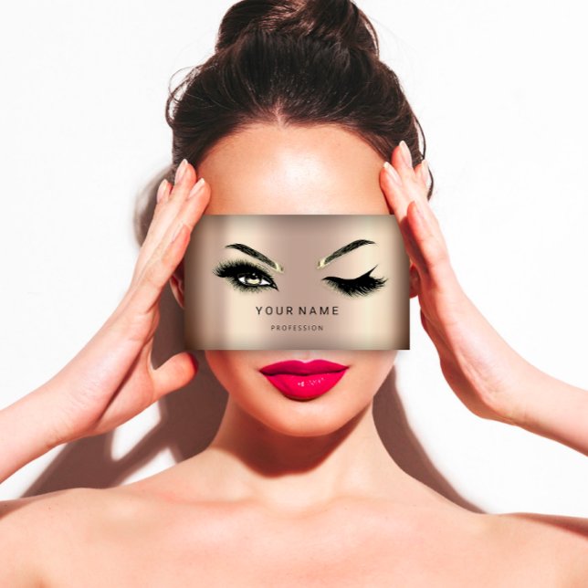 Carte De Visite Eyelash Brosses Microblade Cheveux QRCODE Logo Ros (Brows Makeup Logo QRCode Powder Lip ocean Eyelash Business Card)