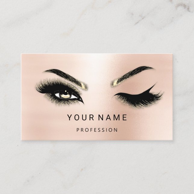Carte De Visite Eyelash Brows Microblade. Rose du logo QR CODE (Devant)