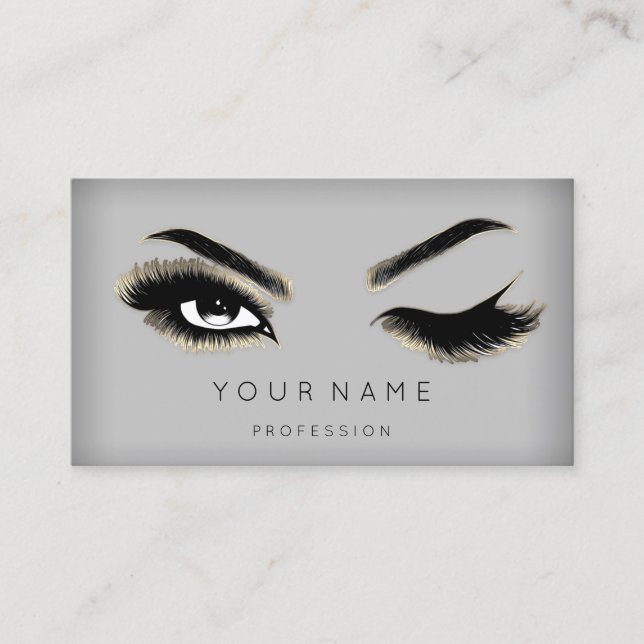 Carte De Visite Eyelash Brows Microbling QRCODE Logo Or Moderne (Devant)
