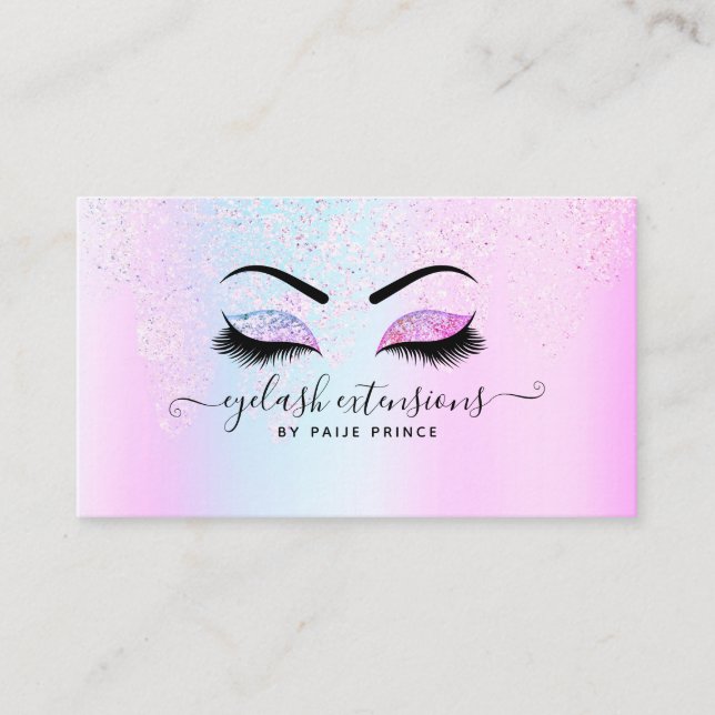 Carte De Visite Eyelash Extension Lash Styliste Holographique Part (Devant)