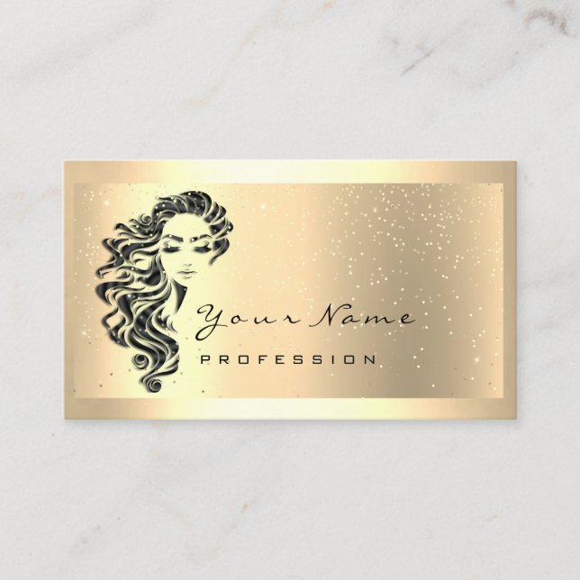 Carte De Visite Eyelash Extension Maquillage Artiste Cheveux Gold  (Devant)