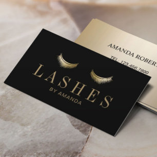 Carte De Visite Eyelash Extension Salon moderne Black Gold
