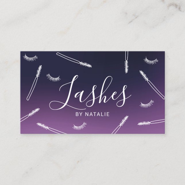 Carte De Visite Eyelash Extensions Lash Bar Élégant Profond Violet (Devant)