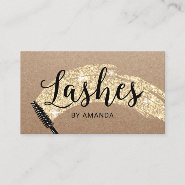 Carte De Visite Eyelash Extensions Lash Salon Gold Brush Stroke (Devant)