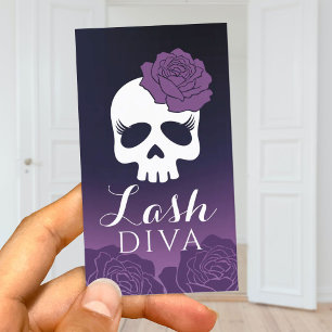 Carte De Visite Eyelash Extensions Lash Salon Purple Floral Crâne