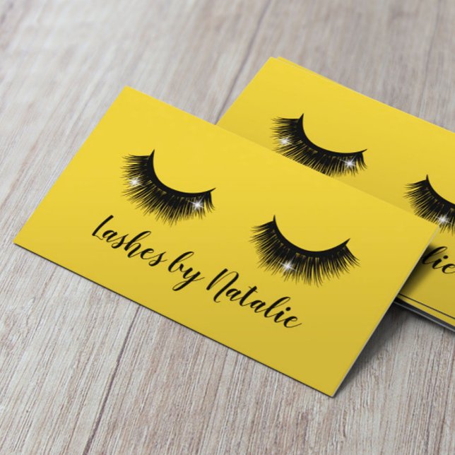 Carte De Visite Eyelash Extensions Lash Salon Yellow Médias sociau (Créateur téléchargé)