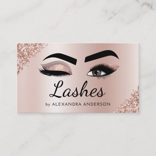 Carte De Visite Eyelash Extensions Lashes Parties scintillant Rose (Devant)