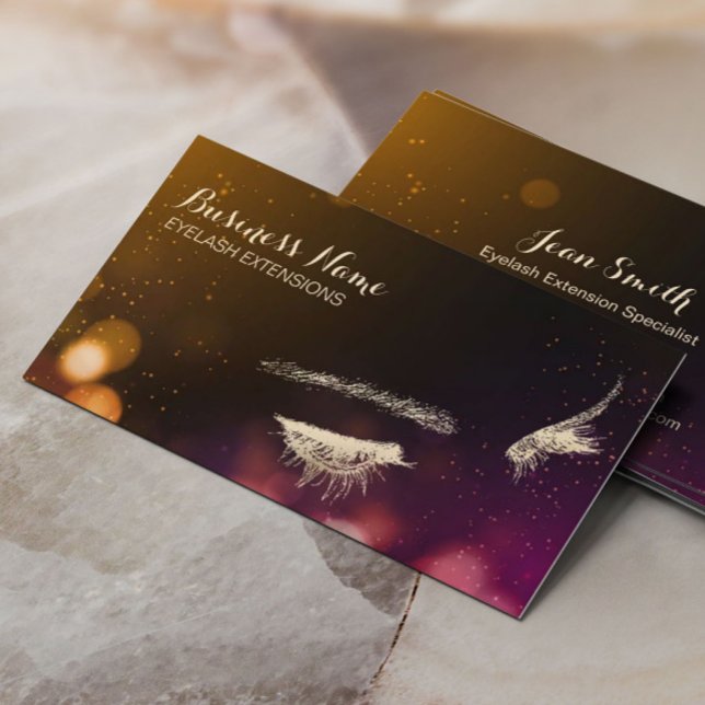 Carte De Visite Eyelash Extensions Moderne Bokeh Lights (Créateur téléchargé)