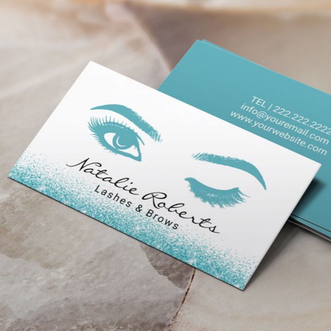 Carte De Visite Eyelash Extensions Wink Eye Turquoise Parties scin (Créateur téléchargé)