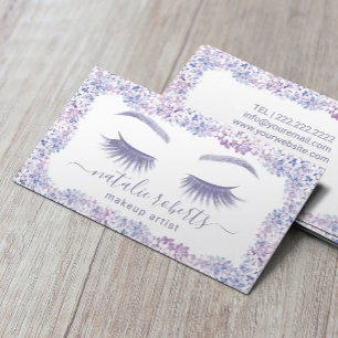 Carte De Visite Eyelash Maquillage Artiste Lavender Floral Beauty 