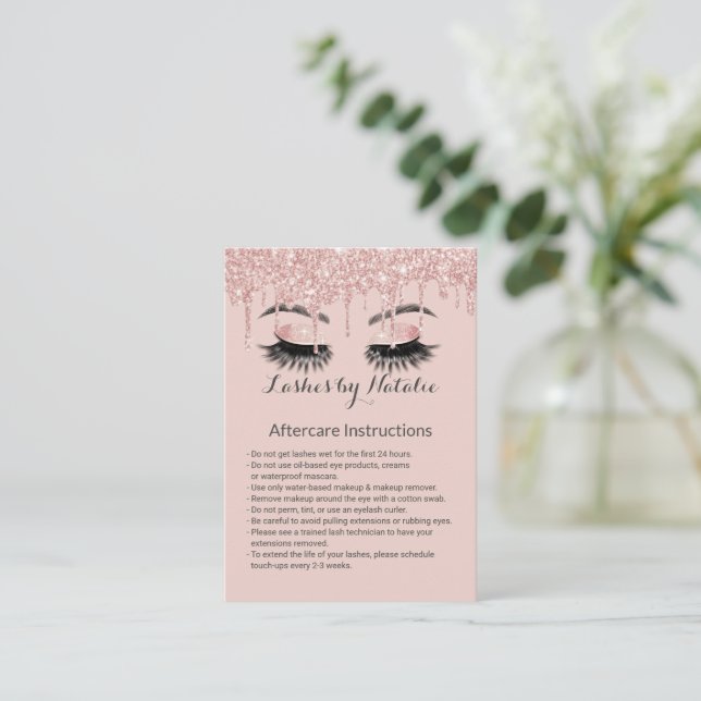 Carte De Visite Eyelash Salon Blush Rose Rose Gold Drift (Debout devant)