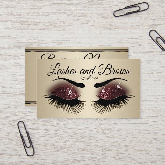 Carte De Visite Eyelashes & Brosses personnalisés - Parties scinti (Devant/Arrière en situation)