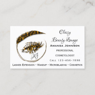 Carte De Visite Eyelashes maquillage Microlame Logo QrCode Gold He