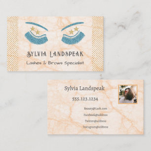 Carte De Visite Eyelashes or et Parties scintillant Turquoise & ph