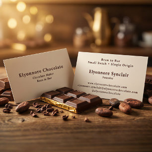 Carte De Visite Fabricant de chocolat minimal de fève à barre