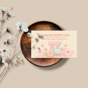Carte De Visite Fabricant de gâteaux de pâtisserie florale rose ja