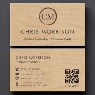 Carte De Visite Fabricant de Meubles en Bois QR Code Professionnel
