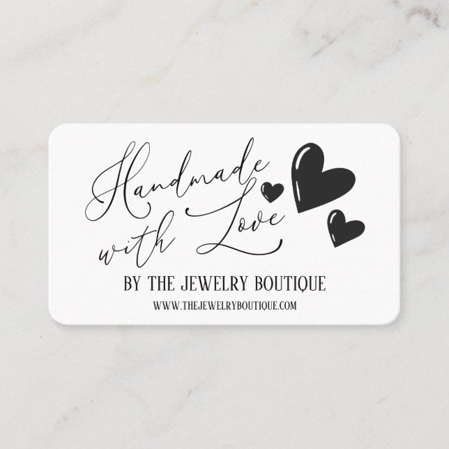 Carte De Visite Fabriqué à la main avec coeur d'amour Script Etsy  (Devant)