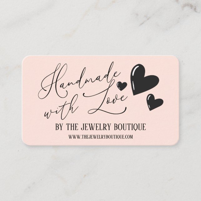 Carte De Visite Fabriqué à la main avec coeur d'amour Script Etsy  (Devant)