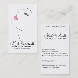 Carte De Visite Face Longues cils Lash Extensions Lèvres roses