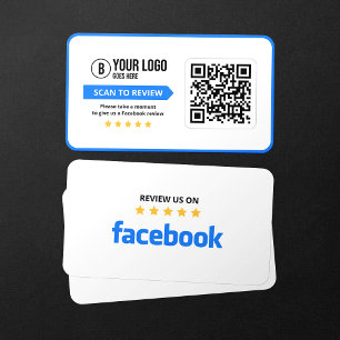 Carte De Visite Facebook Business Review Code QR 5 étoiles scannab