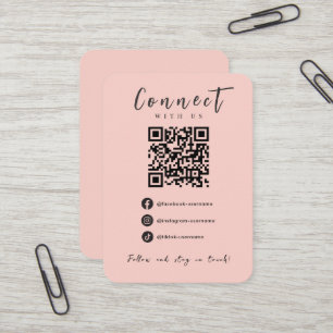 Carte De Visite Facebook Instagram Tiktok Blush Pink QR Code