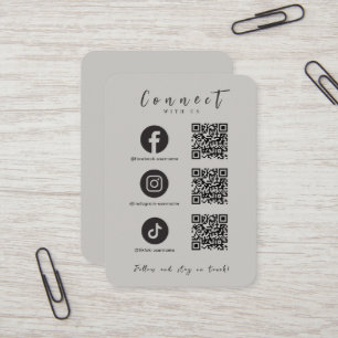 Carte De Visite Facebook Instagram Tiktok QR Code Gris tendre
