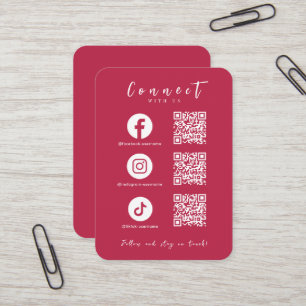 Carte De Visite Facebook Instagram Tiktok QR Code Hot Pink