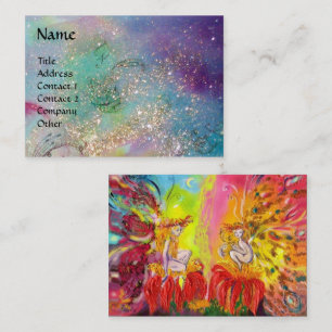 CARTE DE VISITE FAIRIES DE L'AUBE / PARKLES MAGIQUES EN OR BLEU TU