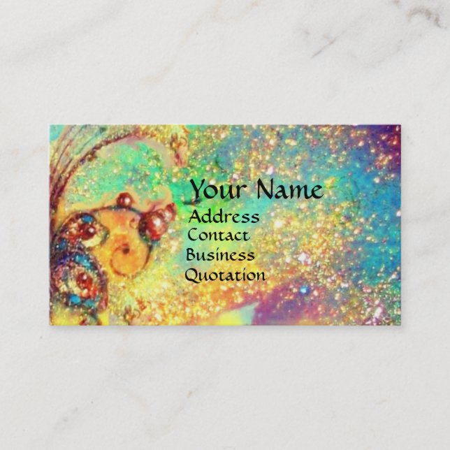 Carte De Visite FAIRY IN NIGHT / MAGIC BUTTERFLY PLANTE turquoise (Devant)