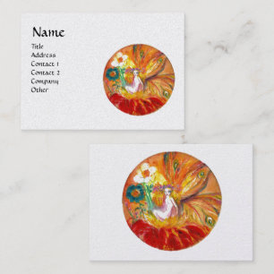 Carte De Visite FAIRY OF FLEURS Imaginaire Rouge Jaune Perle blanc