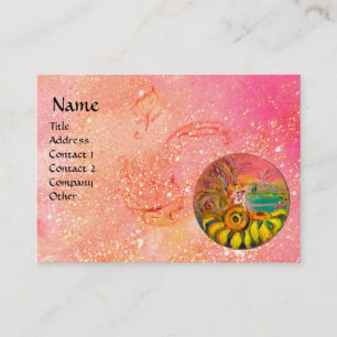 Carte De Visite FAIRY OF THE SUNFLOWERS, étincelles rose jaune