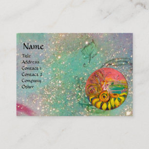Carte De Visite FAIRY OF THE SUNFLOWERS jaune rose bleu étincelant