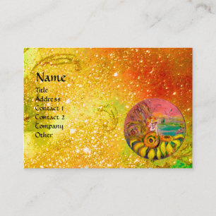 Carte De Visite FAIRY OF THE SUNFLOWERS jaune rose brun mousseux