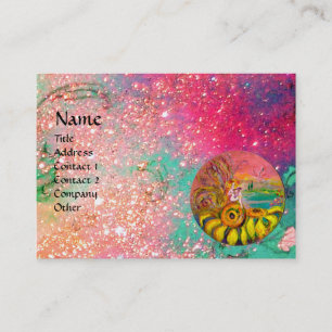 Carte De Visite FAIRY OF THE SUNFLOWERS jaune rose étincelle perle