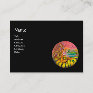 Carte De Visite FAIRY OF THE SUNFLOWERS jaune rose noir