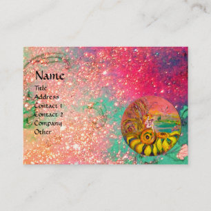 Carte De Visite FAIRY OF THE SUNFLOWERS jaune rose or scintille