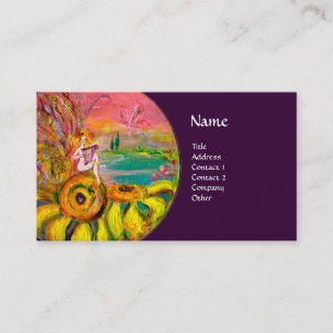 Carte De Visite FAIRY OF THE SUNFLOWERS jaune rose violet