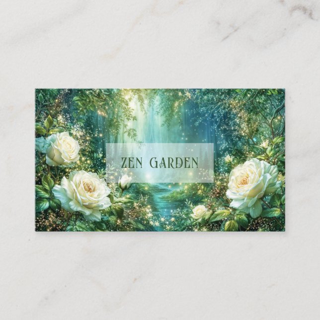 Carte De Visite Fairy Tale Forest White Rose Luminous Landscape (Devant)