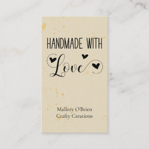 Carte De Visite Fait à la main avec amour Coeur Calligraphie Blé O