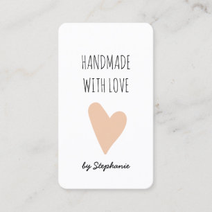 Carte De Visite Fait main avec amour Cœur rose Code QR & Réseaux