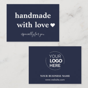 Carte De Visite Fait main avec amour   Custom Logo Navy