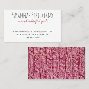 Carte De Visite Fait main avec le Knit rose de retour