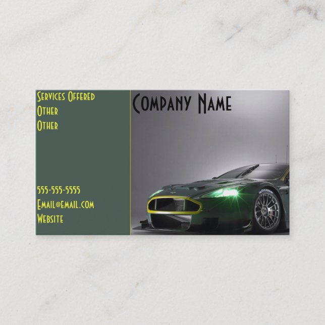 Carte de visite fait sur commande de voiture (Devant)