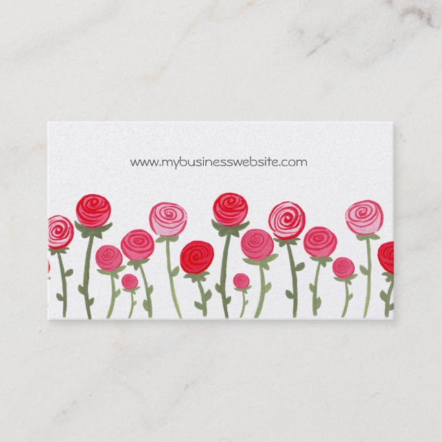 Carte de visite fait sur commande élégant de roses (Devant)