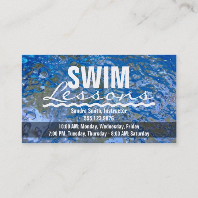 Carte De Visite Faites une eau bleue de scintillement (Devant)