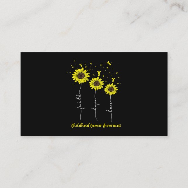 Carte De Visite Faith Hope Love Sunflower Childhood Cancer Award (Devant)