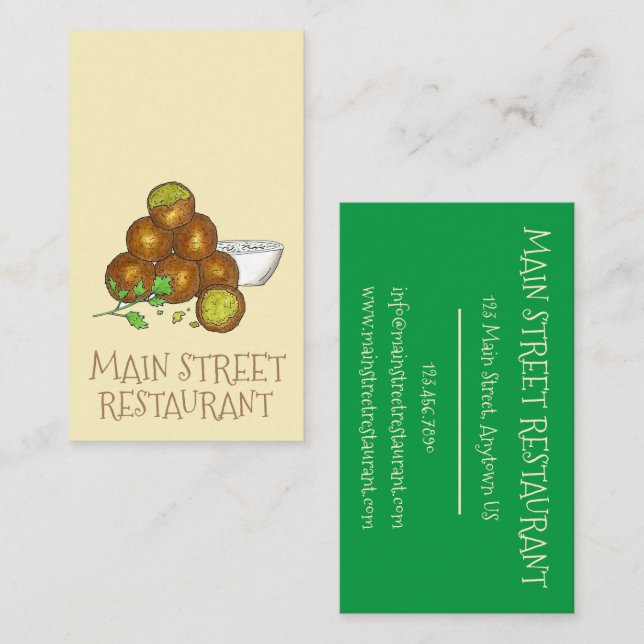 Carte De Visite Falafel Moyen-Orient Cuisine végétarienne Restaura (Devant / Derrière)