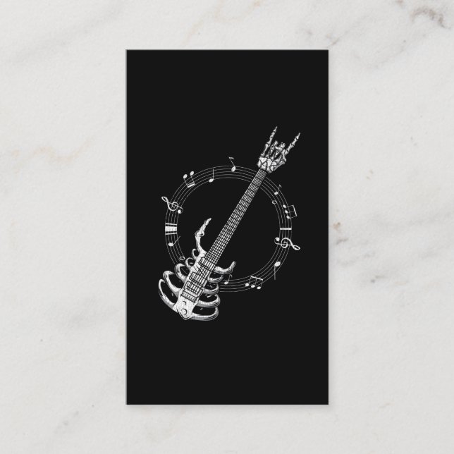 Carte De Visite Fan de musique rock lover Guitare de Skeleton (Devant)