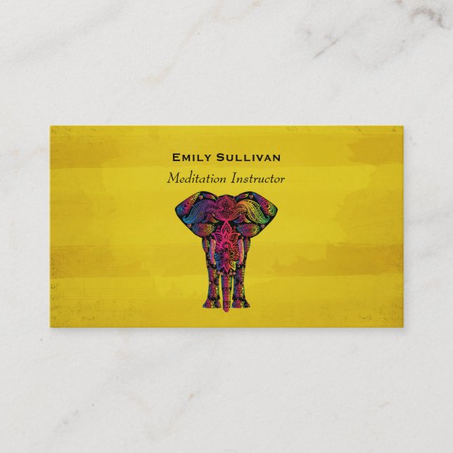 Carte De Visite Fancy Elephant Design Gras Couleurs brillantes (Devant)